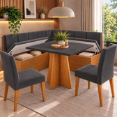 Imagem da oferta Conjunto Canto Alemão Baú Bariloche Mesa Quadrada 90x90 sem Vidro e 2 Cadeiras Venus em MDPMDF Ci