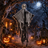 Imagem da oferta Caveira Fantasma Voadora Enfeite de Porta Halloween Festa Decoração
