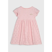 Imagem da oferta Vestido Manga Curta Infantil Kamylus Bordado Vazado Rosa