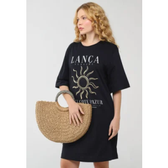 Imagem da oferta Vestido Feminino Lança Perfume T-Dress Estampa Dourada Preto