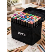 Imagem da oferta Kit De 60 Canetas Marcador Permanente Ponta Dupla Touch Coloridas Para Desenho Profissional Escolar Infantil Com Estojo Organizador Base Artista Canet