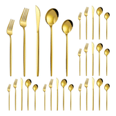 Imagem da oferta Kit Talheres 30 Peças Jogo Talheres Inox Faqueiro Dourado Dourado