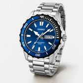 Imagem da oferta Relógio Casio Standard Masculino Mtd-125d-2a1vdf Correia Prateado Bisel Azul Fundo Azul
