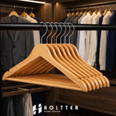 Imagem da oferta Kit 20 Cabide De Madeira Marfim Organizador Closet Suporte Antiderrapantes Padronização Guarda Roupa Holtter Home Design