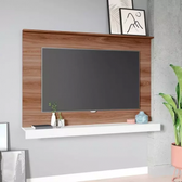 Imagem da oferta Painel Estante para TV até 55" Castanho/Branco BRV Móveis