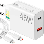 Imagem da oferta Carregador Universal Super Turbo 45W - 2 Saídas USB-C e USB-A acompanha Cabo Emborrachado de 1M Ultra Rapido (Tipo-C pa