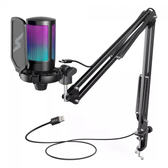 Imagem da oferta Microfone Gamer Fifine Superframe Edition Sfm1 Rgb Usb Black Com Braco Articulado