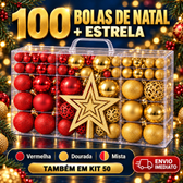 Imagem da oferta Kit 100 Bolas Natal Fosca Glitter Vermelha