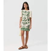 Imagem da oferta Vestido T-Shirt Curto com Estampa Tropical e Abertura nas Costas