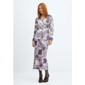 Imagem da oferta Saia Mango Midi Tie Dye Roxa