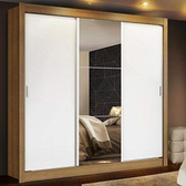 Imagem da oferta Guarda-roupa Casal Madesa Mônaco 3 Portas De Correr Com Espelho - Rusticbranco