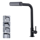 Imagem da oferta Torneira Cozinha Bancada Inox 304 Água Fria Bica Alta Gourmet 4 Modos De Água Estilo Cascata Torneira Pia Cozinha Moderna Flexível Cor Preto Premiu