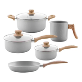 Imagem da oferta Conjunto Completo: 5 Panelas Brinox Ceramic Life Cinza