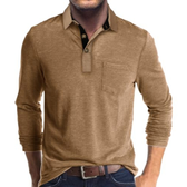 Imagem da oferta Camisas polo masculinas casuais clássicas de manga curtalonga gola de botão camisetas de golfe de algodão com bols