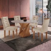 Imagem da oferta Conjunto Mesa Redonda com Vidro e 4 Cadeiras Tampo Barcelona Yescasa