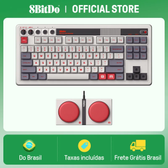 Imagem da oferta Teclado mecânico retrô 8BitDo teclado para jogos BT2.4GUSB-C permutável com 87 teclas botões duplos super progra