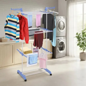 Imagem da oferta Varal De Chão Grande De Roupas 3 Andares Dobrável Cor Azul Kontuz 170 cm