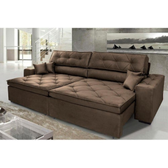 Imagem da oferta Sofá Cama InBox Austin 2,22m Retrátil Reclinável com Molas no Assento e Almofadas Tecido Suede