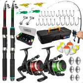 Imagem da oferta Pescamping Kit Pesca Completo 2 Varas Fibra De Vidro E 2 Molinetes Leve Com Linha Estojo E Maleta Com Acessórios - Tralha de Pescaria