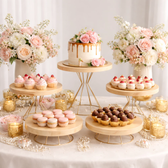 Imagem da oferta Kit Boleiras Decorativas de Madeira Base Dourada p Festa e Mesa Posta