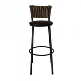 Imagem da oferta Banqueta Hawaii Bistrô Junco Aço Pintura Epóxi Preta com Encosto Assento Preto