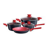 Imagem da oferta Euro Home - Conjunto de Panelas 4 peças de Alumínio com Antiaderente ColorStone Titânio - ALU8709-TI