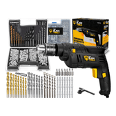 Imagem da oferta Furadeira De Impacto 550w 3/8 10mm The Black Tools Com Acessórios Kit 300 Peças Brocas E Buchas