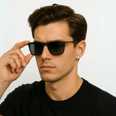 Imagem da oferta Óculos De Sol Quadrado Preto Fosco Unissex Proteção Uv400