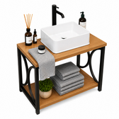 Imagem da oferta Gabinete Para Banheiro Suspenso Cuba Retangular + Armário Pia Compacto Premium MDF