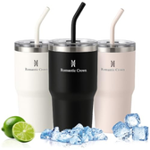 Imagem da oferta Romantic Crown Copo Térmico 591ml Aço Inoxidável - pretocremebranco