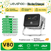 Imagem da oferta Vevshao v80 4k projetor completo hd1080p 2200 ânis lumens android 11.0 wifi 6 projetores de cinema em casa de vídeo co