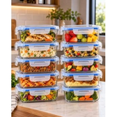 Imagem da oferta Kit 10 Potes Herméticos de Vidro 640ml com Tampa 4 Travas e Anel de Vedação Potes para Marmita