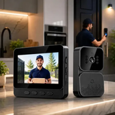 Imagem da oferta Vídeo Porteiro Campainha Com Áudio Monitor Sem Fio Interfone Bidirecional Wireless Hd Cor Cinza-escuro Casa Segura Vlx
