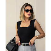 Imagem da oferta Blusa Regata Feminino Decote Quadrado Alça Grossa Casual