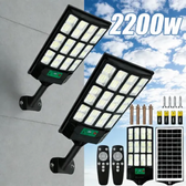 Imagem da oferta Kit 2 1000w Luminaria Poste Solar Potente Com Sensor Solar Preto