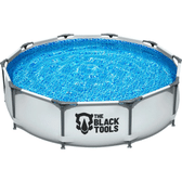 Imagem da oferta Piscina Estruturada Redonda Circular Aço Pvc Cinza 4690l 76x300cm Fácil De Montar Tbt-002 The Black Tools