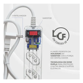 Imagem da oferta iCLAMPER Energia 5 Tomadas LCF Transparente Filtro de Linha e Protetor Elétrico DPS Bivolt