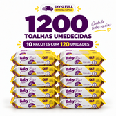 Imagem da oferta Caixa Lenços Umedecidos Baby Free Plus 10 Pacotes com 120 Unidades Cada