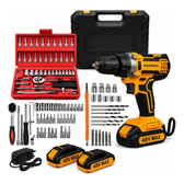 Imagem da oferta Parafusadeira Furadeira De Impacto 2 Baterias + Kit 46 Peças Amarelo 127220v 50hz60hz