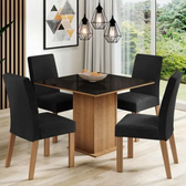 Imagem da oferta Conjunto Sala de Jantar Mesa Tampo de Vidro 4 Cadeiras Anne Madesa