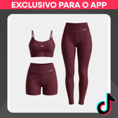 Imagem da oferta Kit Conjunto Fitness Legging + Short + Top Alça Zero Transparência Arm