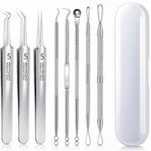 Imagem da oferta Kit Removedor de Cravos e Espinhas Profissional 8 Peças Inox com Estojo Ferramentas de Higiene Facial para Limpeza