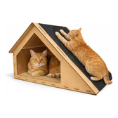 Imagem da oferta Casinha Gato Toca Arranhador Madeira Mdf Carpete 30x47x36cm - ACB Torneados em Madeiras