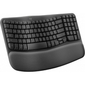 Imagem da oferta Teclado Ergonômico sem fio Logitech Wave Keys com Design Ondulado Suporte para Descanso de Pulso Acolchoado Bluetooth ou Receptor USB Logi