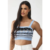 Imagem da oferta Top Tricot Zinco Ajustada Estampado Azul