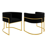 Imagem da oferta Kit 2 Poltronas Lua Betina Luxo Sala Veludo Confortável Escritório Mesa Dourado Ouro Preto