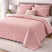 Imagem da oferta Cobre leito matelado Queen Laura Enxovais dupla face leve confortável cor rose