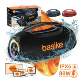 Imagem da oferta Caixa de Som Boombox 80W 8000Mah 10hrs Portátil Bluetooth 5.3 Sem fio Ipx6 À Prova D'água Com Luz Rgb Basike
