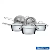 Imagem da oferta Jogo de Panelas Tramontina Allegra 5 Peças com Fundo Triplo Inox - 65650310