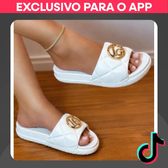 Imagem da oferta Sandália Feminina Rasteirinha EVA: Confortável Antiderrapante Fivela Dourada